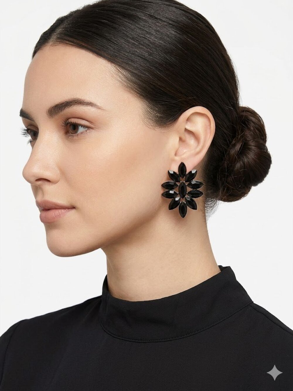 New York & Company Women's Womens Clip On Black Stone Earrings NWT